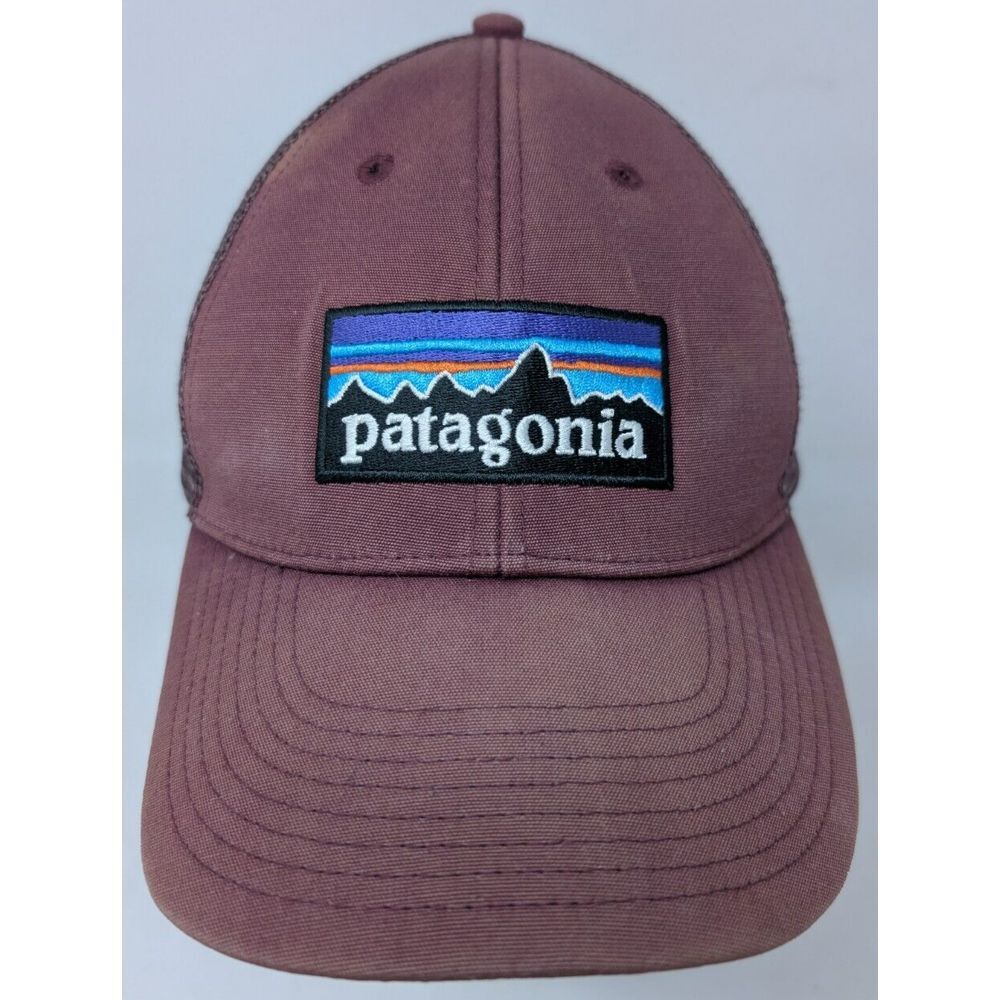 Patagonia P6 Logo LoPro Mesh Back Trucker Baseball Hat Cap Faded Distressed Pink